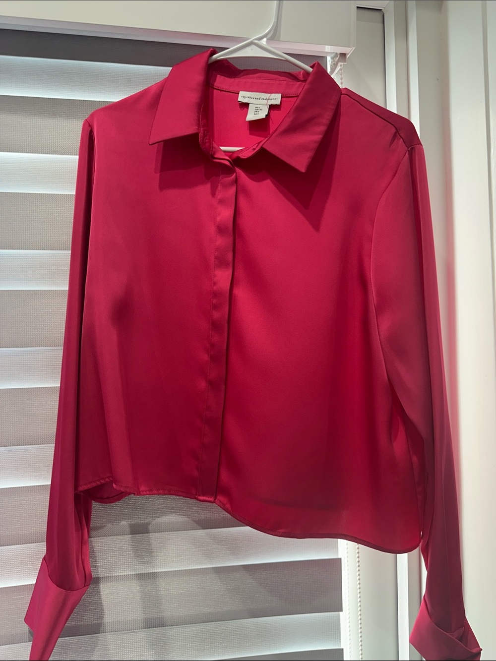 cupcakes & cashmere Fuchsia Button-Front Silk Blouse